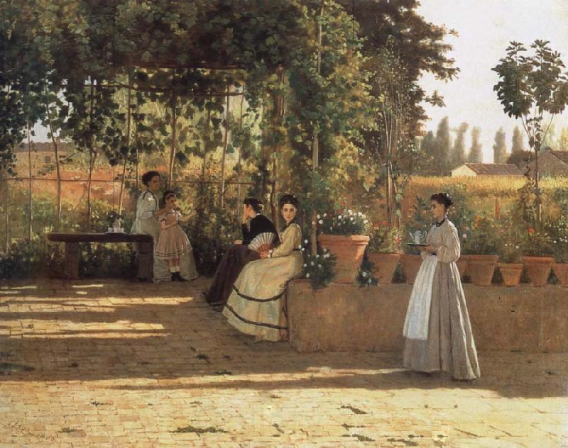 Silvestro lega In the wine bower Norge oil painting art